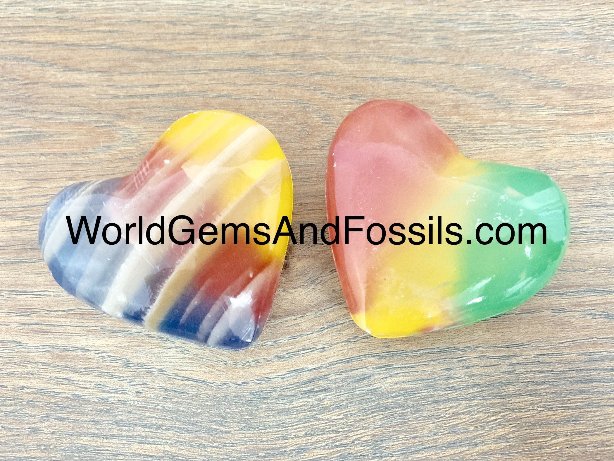 Rainbow Onyx Hearts 2"