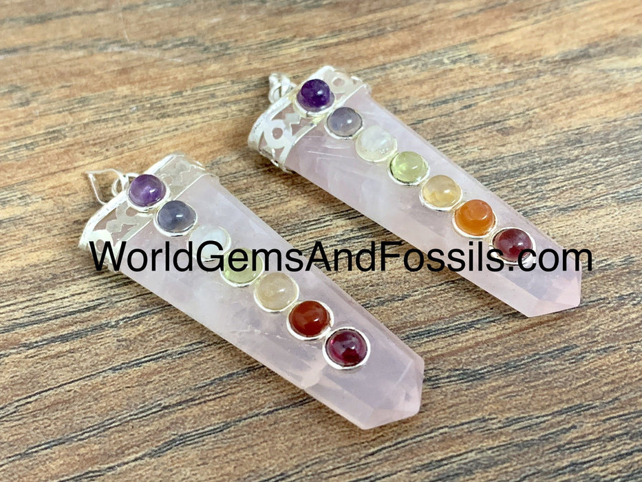 Rose Quartz Chakra Pendant Flat
