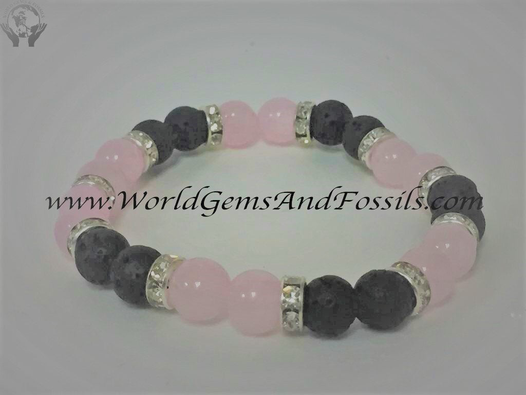 Rose Quartz Lava Bracelets 8mm