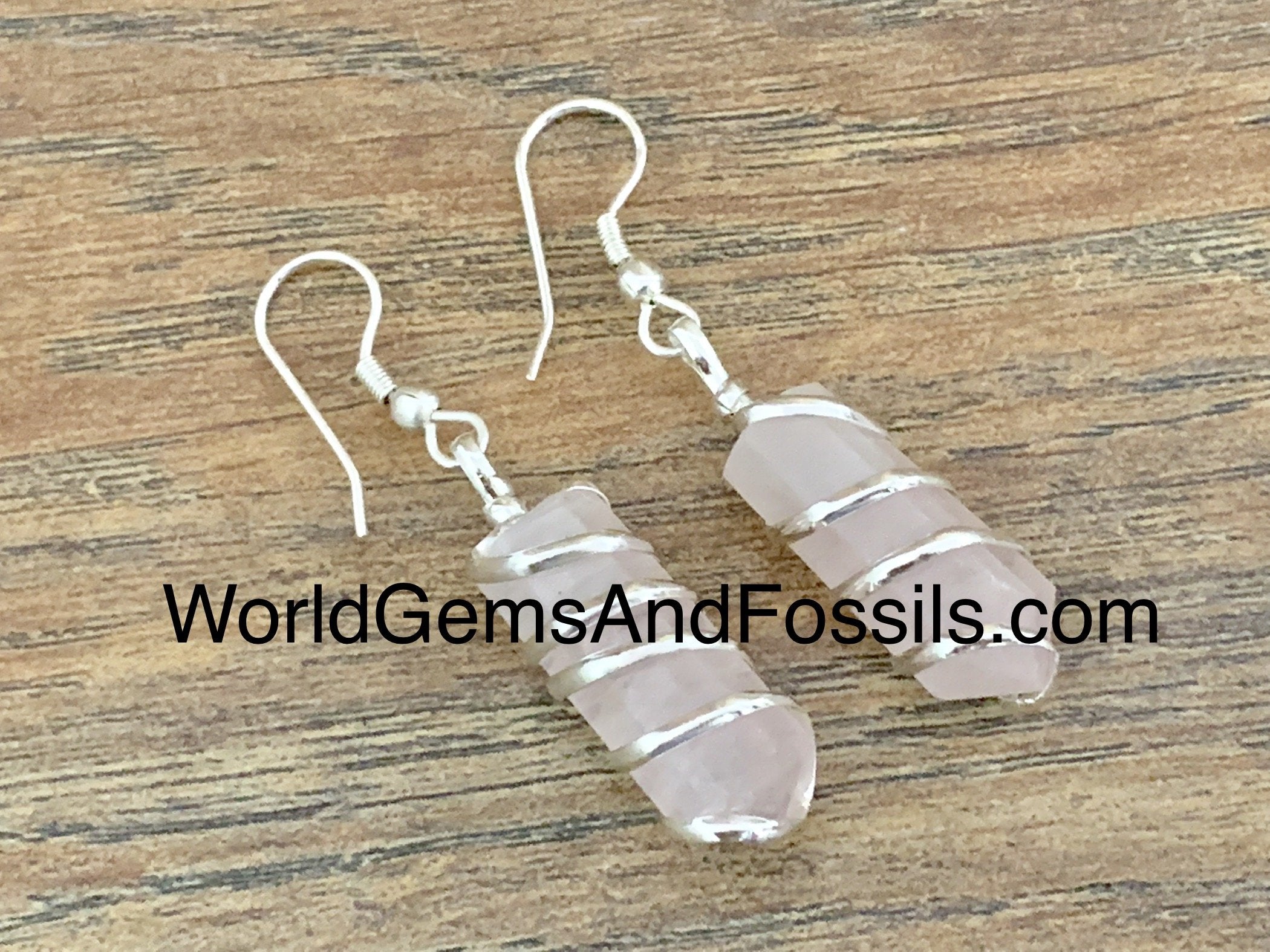 Rose Quartz Coil Wrapped Earings