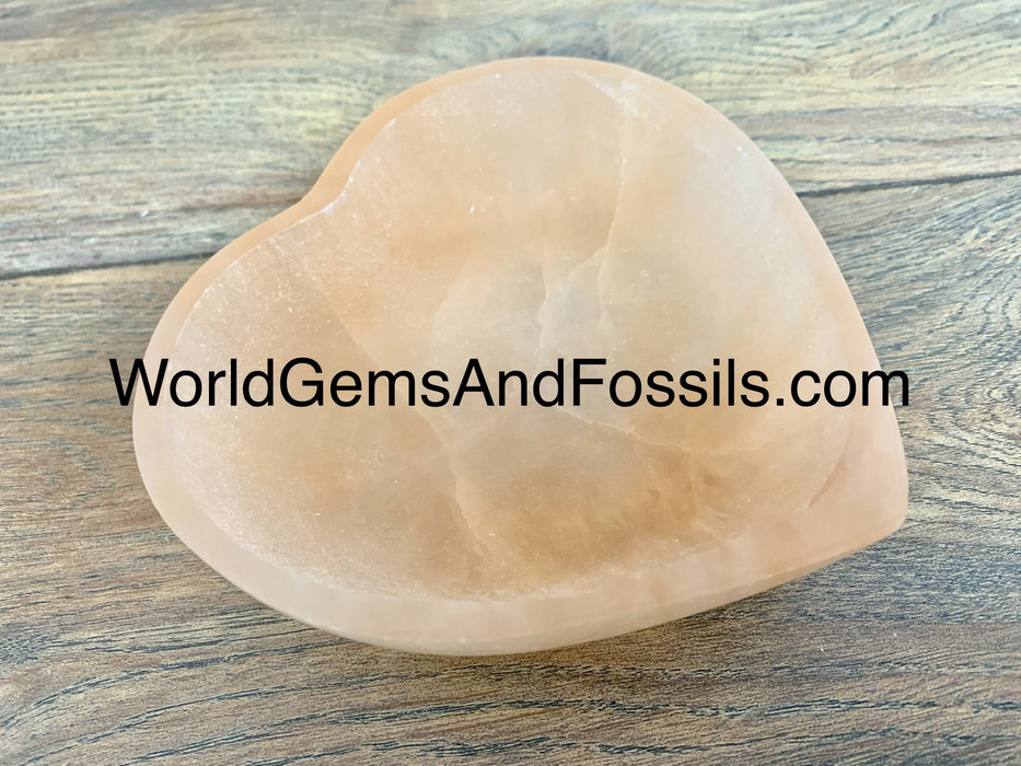 Selenite Bowl Heart 4" Orange