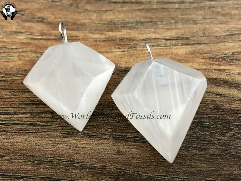 Selenite Diamond Pendant