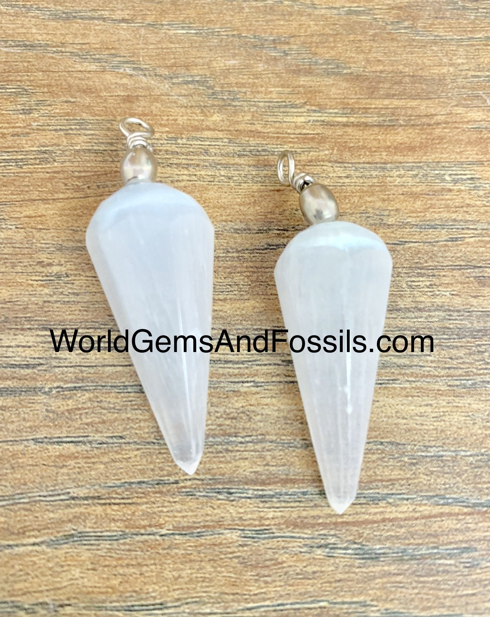 Selenite Faceted Cone Pendants