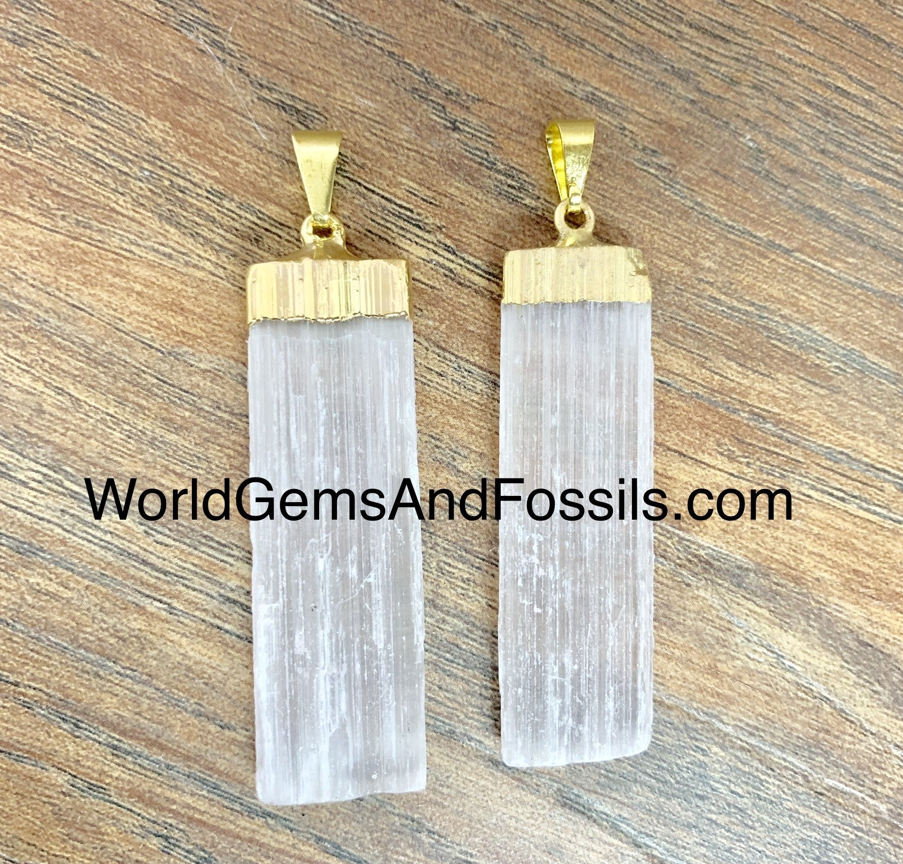 Selenite Pendants Gold Plated