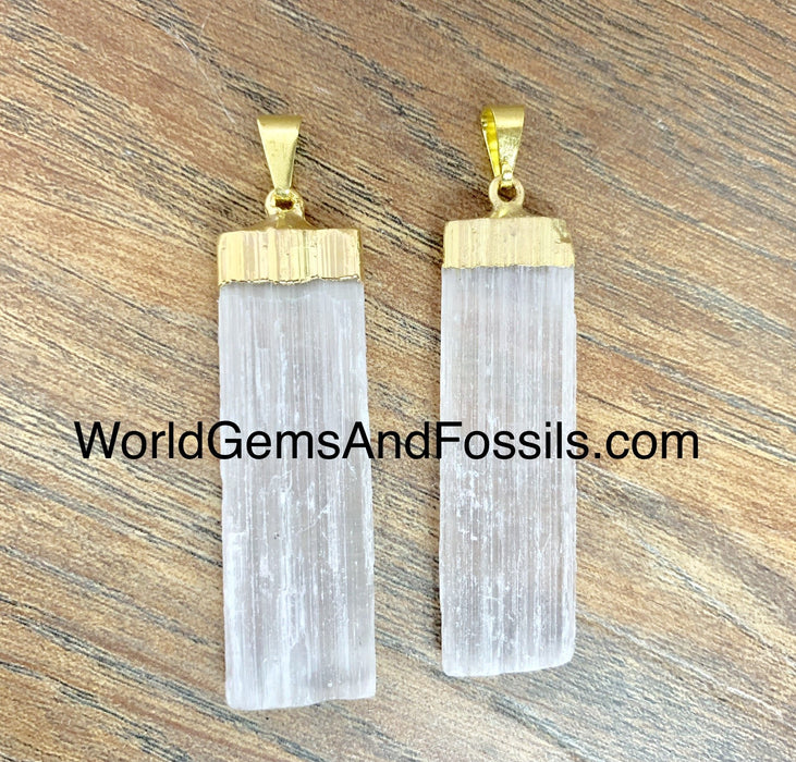 Selenite Pendant Gold Plated