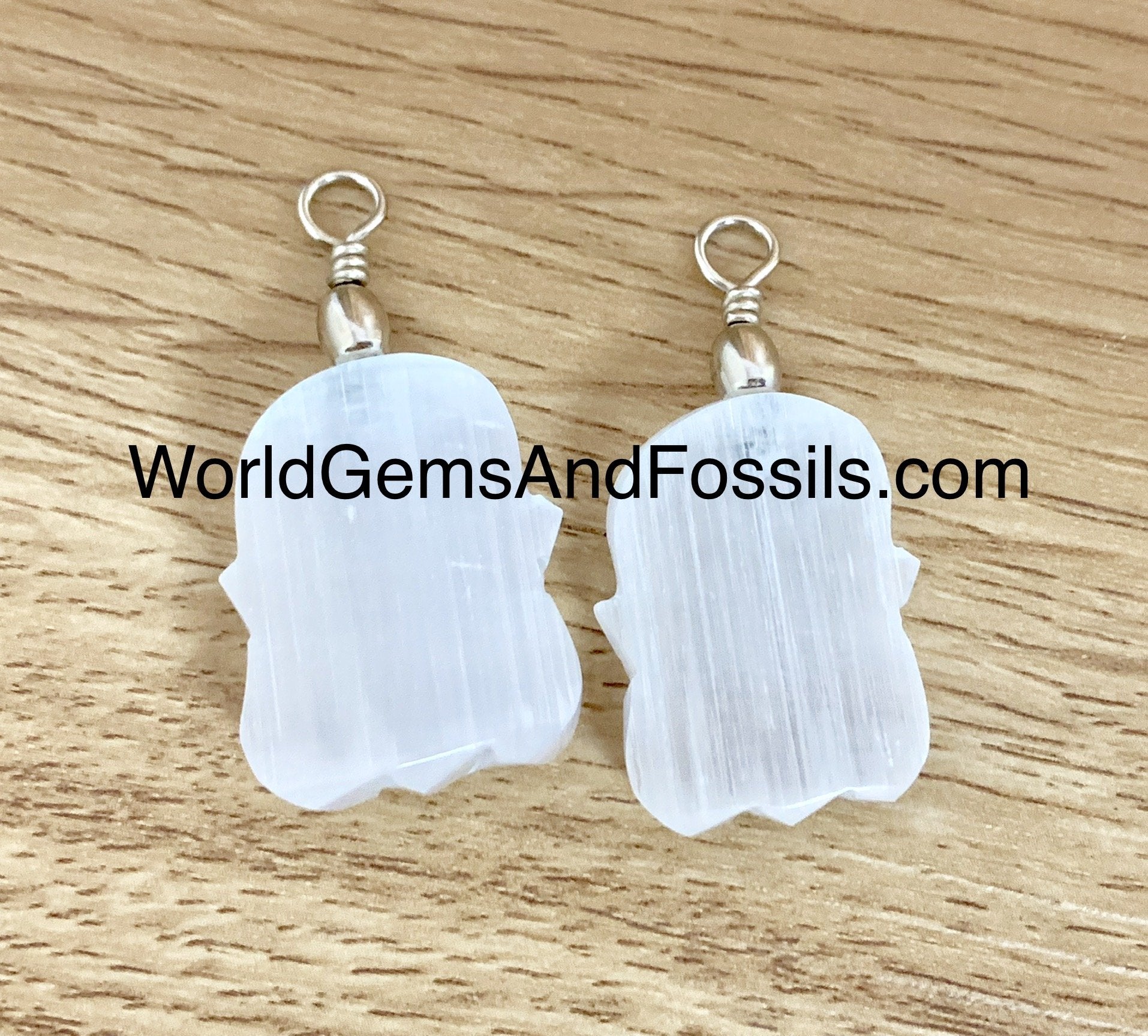 Selenite Hamsa Hand Pendant