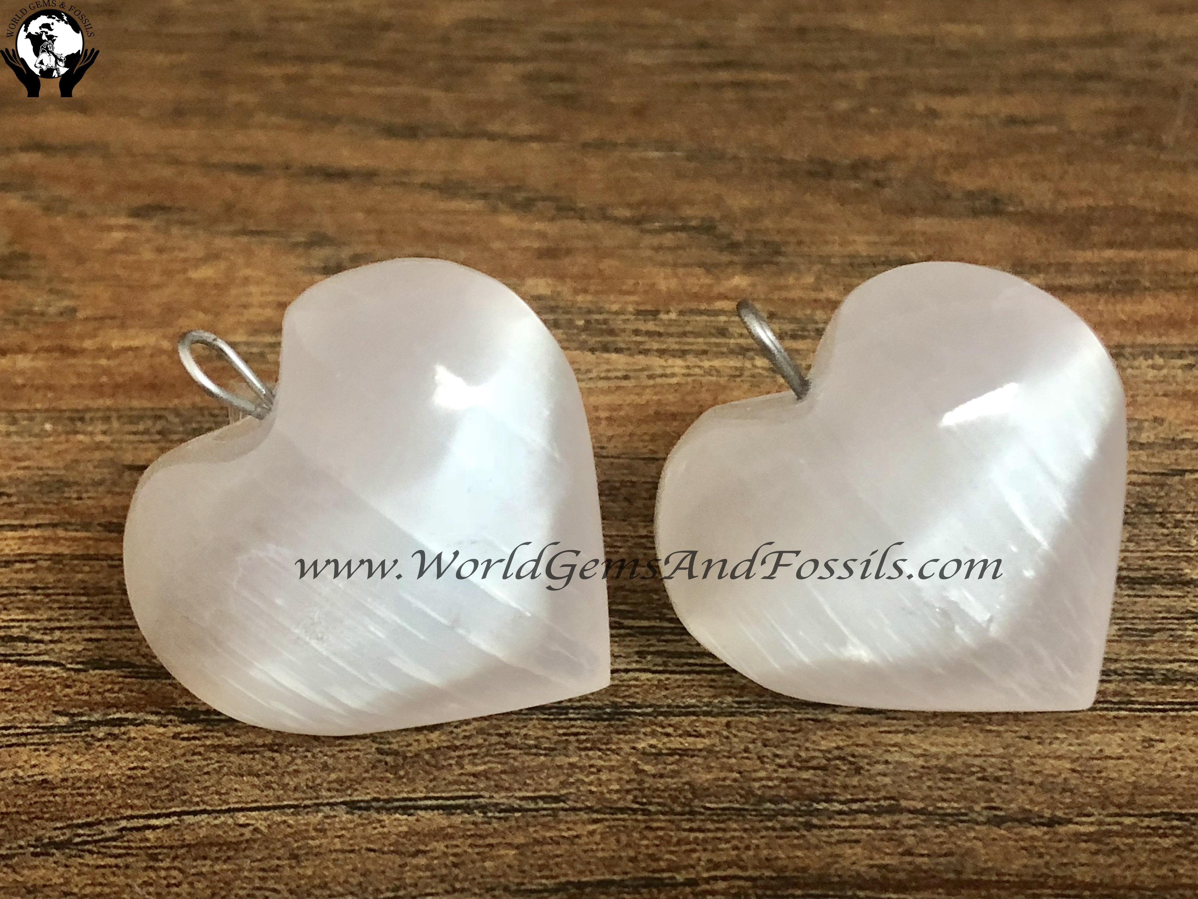 Selenite Heart Pendants