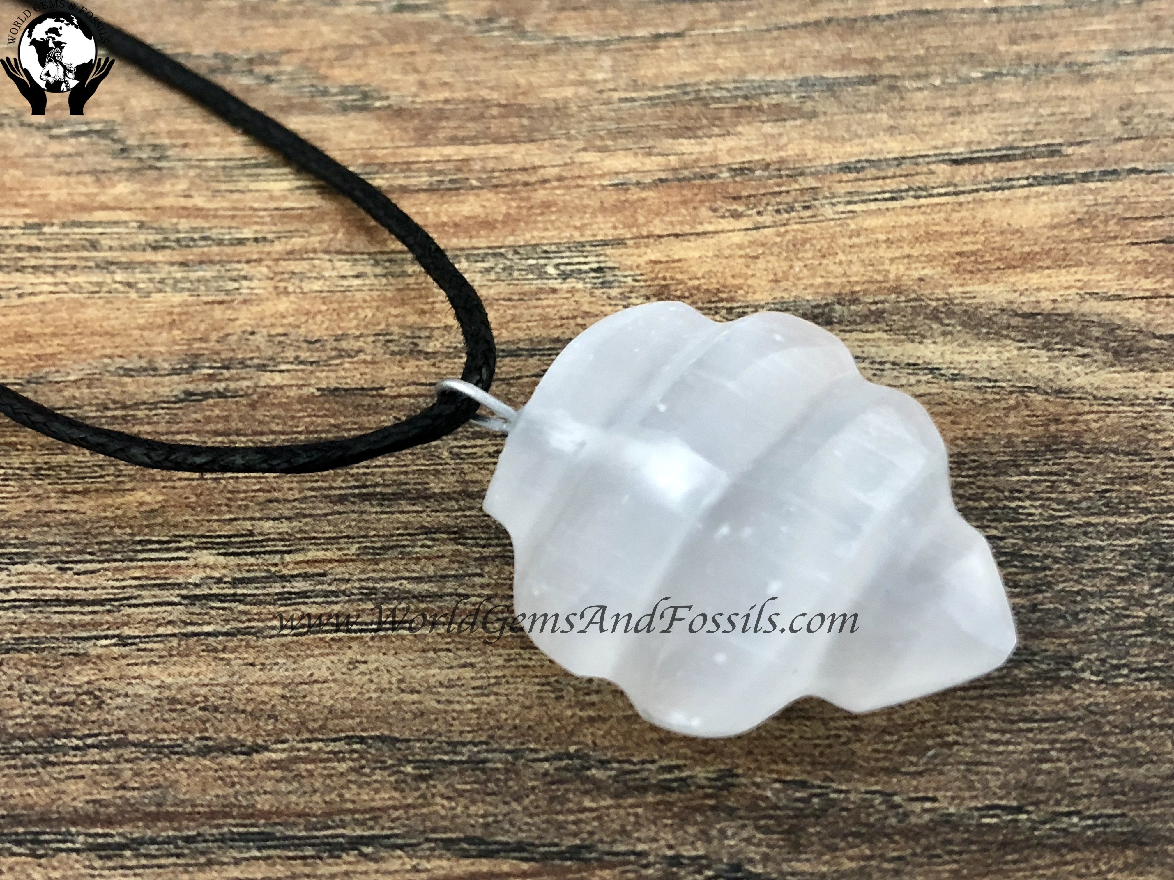 Selenite Leaf Neckalce