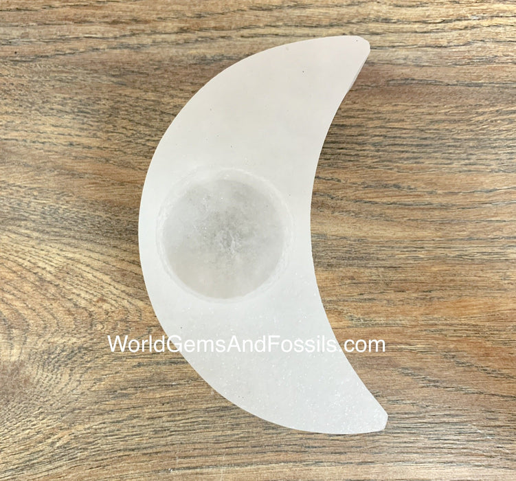 Selenite Moon Candle Holder