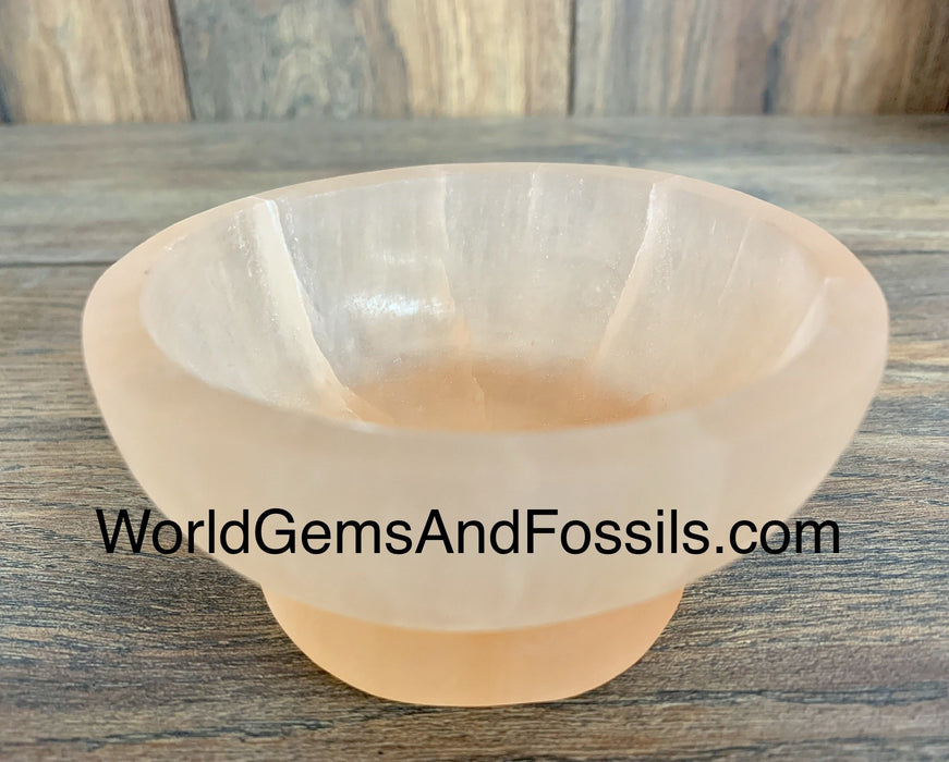 Selenite Bowl Orange With Stand 4"