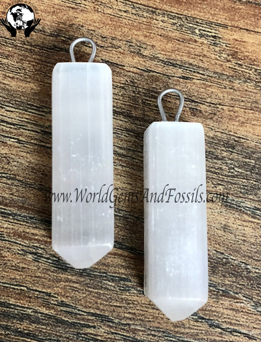 Selenite Pencil Pendant B