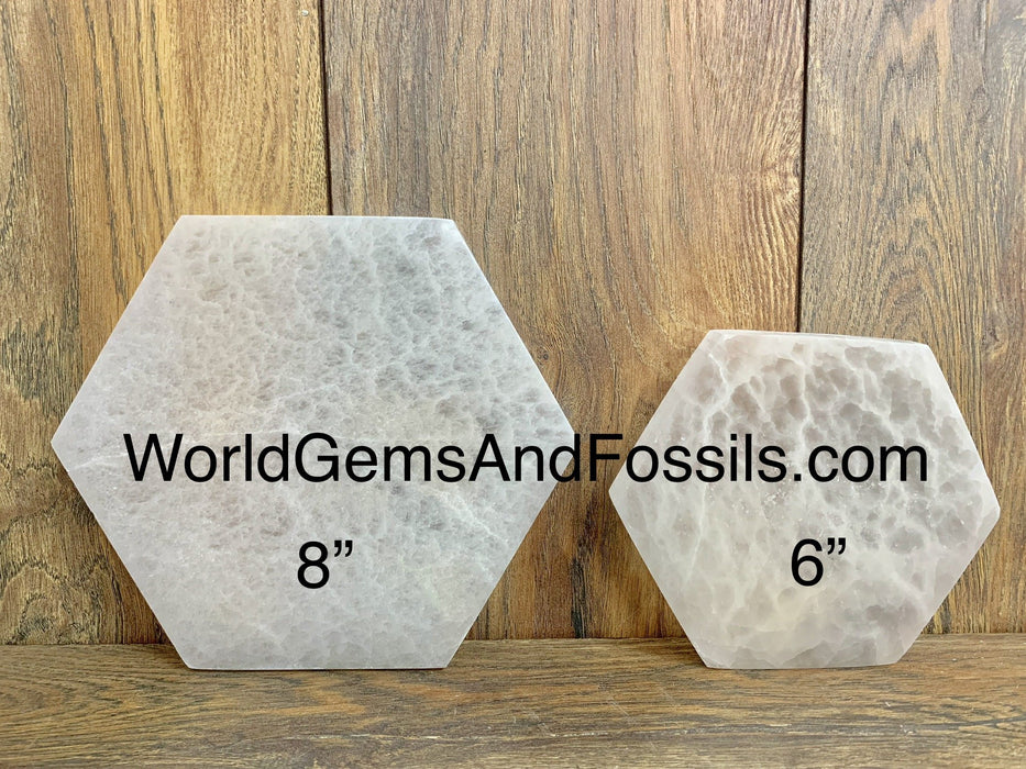 Selenite Plate Hexagon 6"