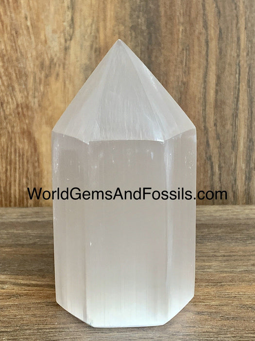 Selenite Point Polished 4"