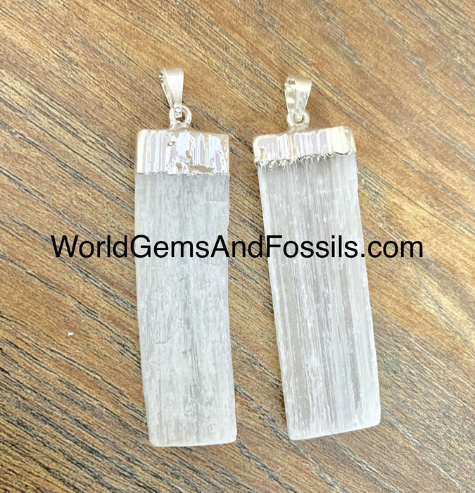 Selenite Silver Plated Pendant