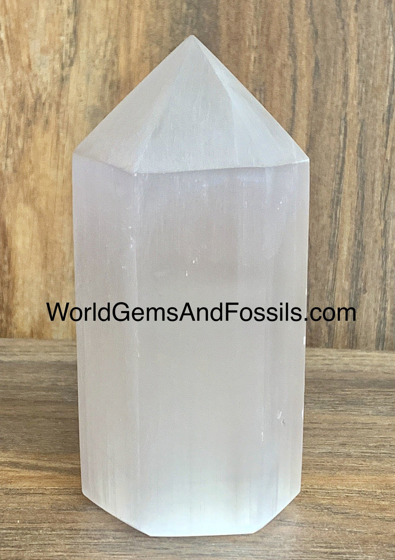 Selenite Six Sided Faceted Points 6"