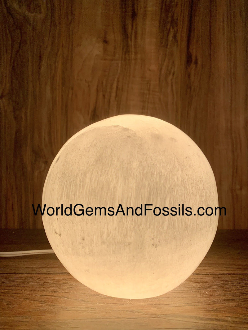 Selenite Sphere Lamps With Cord And Bulb
