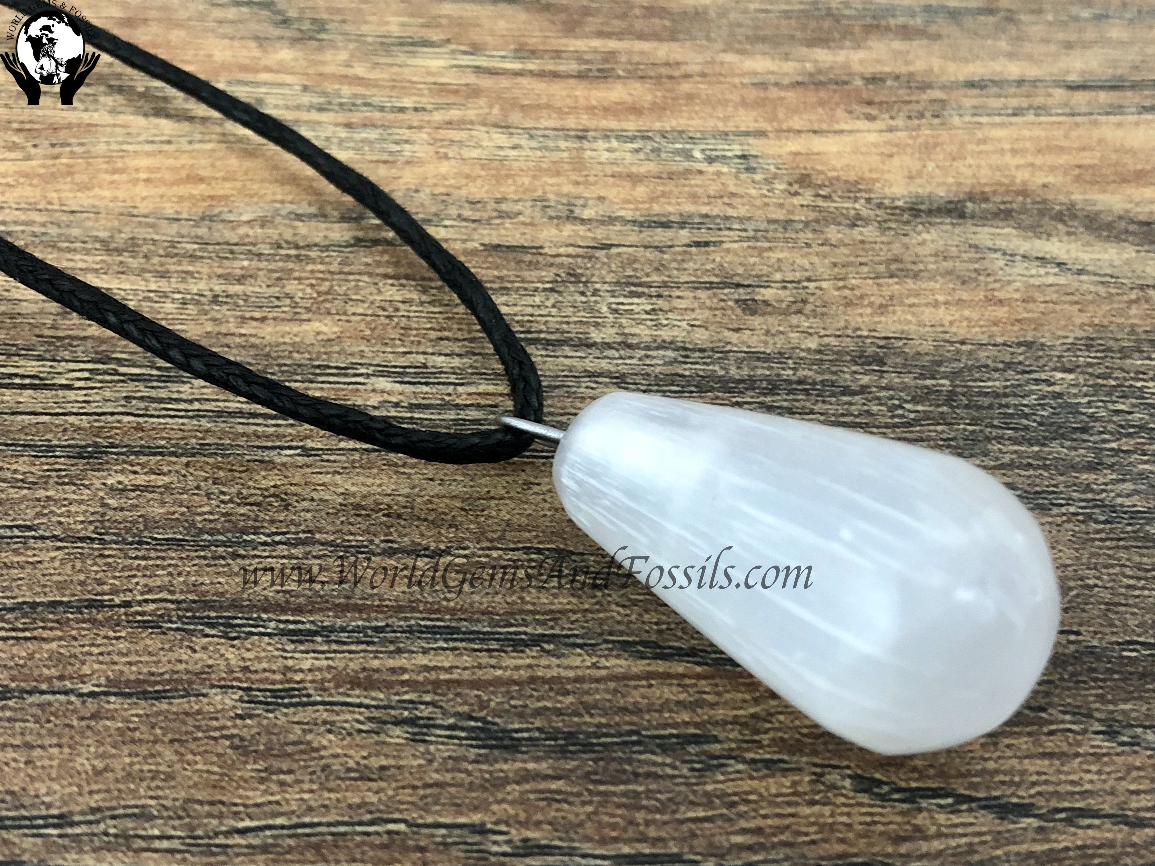 Selenite Tear Drop Neckalce