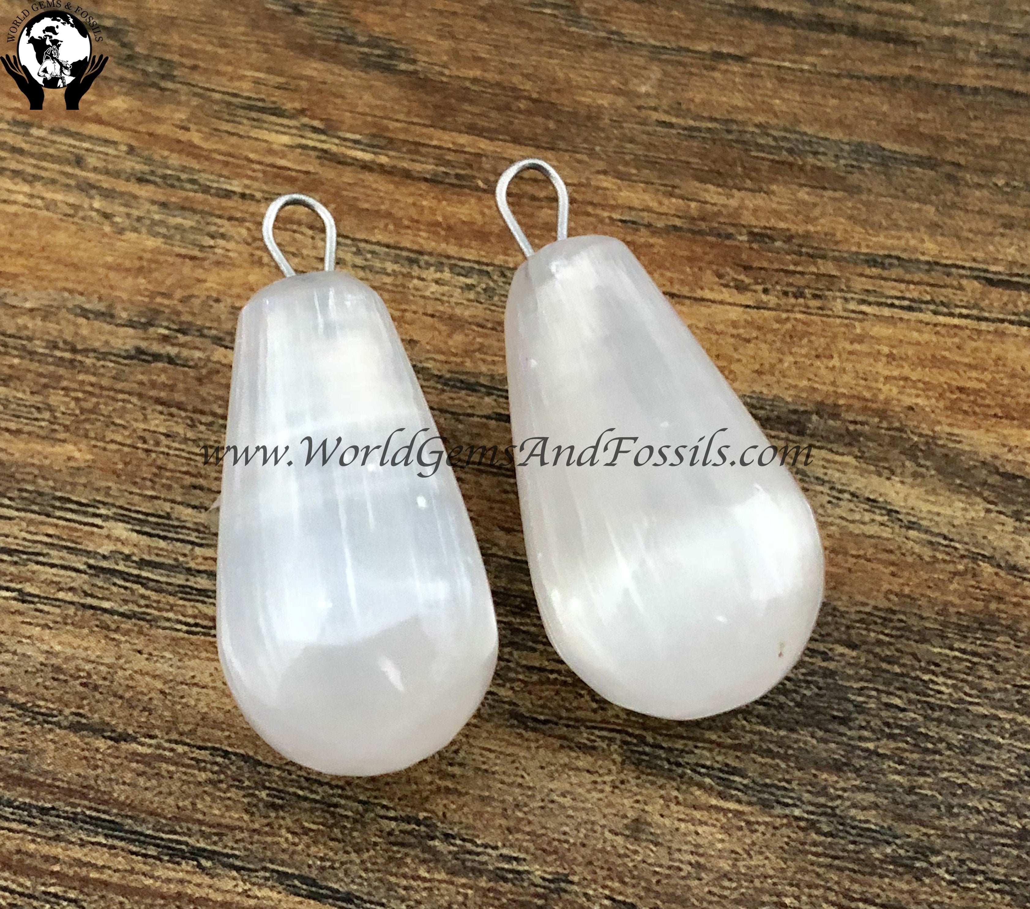 Selenite Tear Drop Pendants