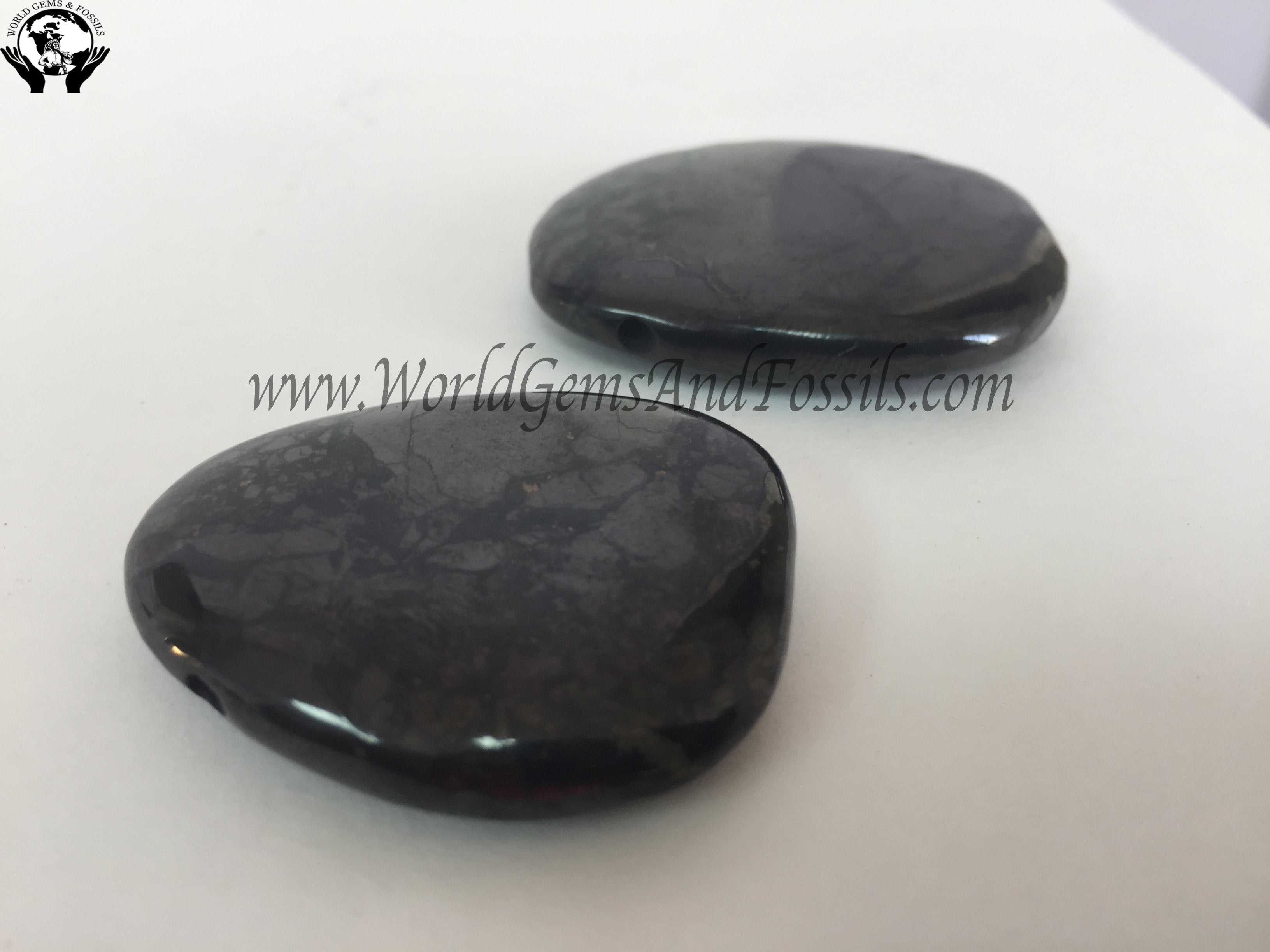 Shungite Flat Irregular Shape Pendants (Two holes)