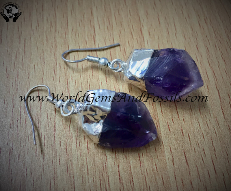 Silver Plated Amethyst Earring Point