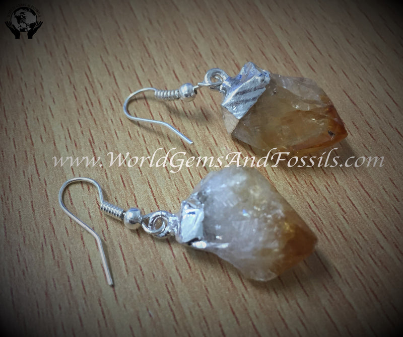 Silver Plated Citrine Point Earring