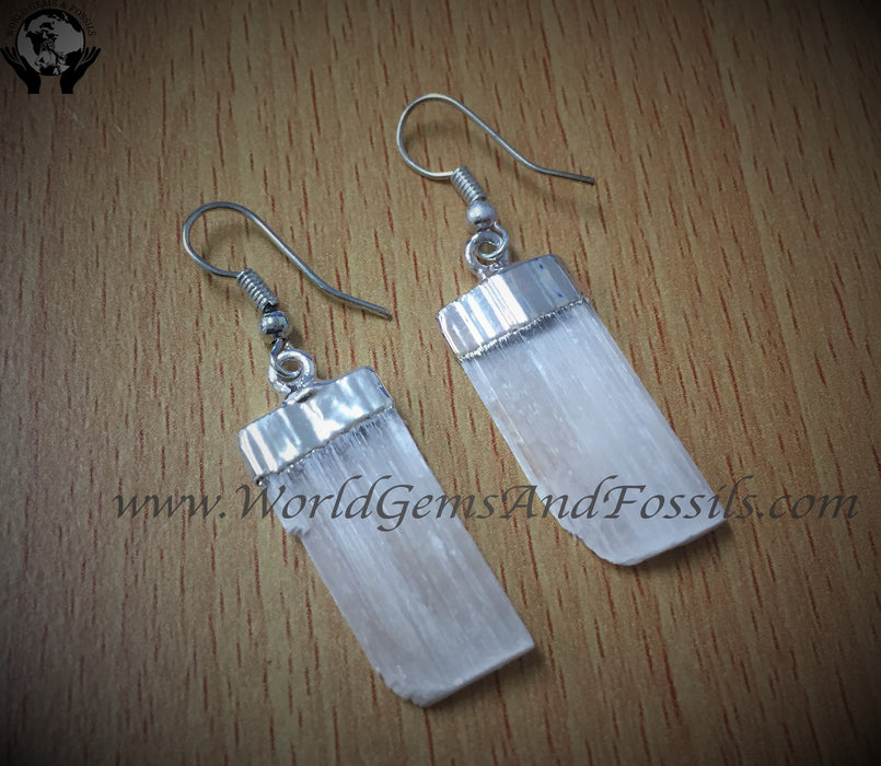 Silver Plated Selenite Earring