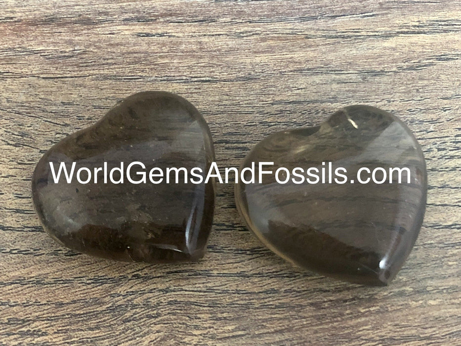 Smoky Quartz Hearts 30-35mm