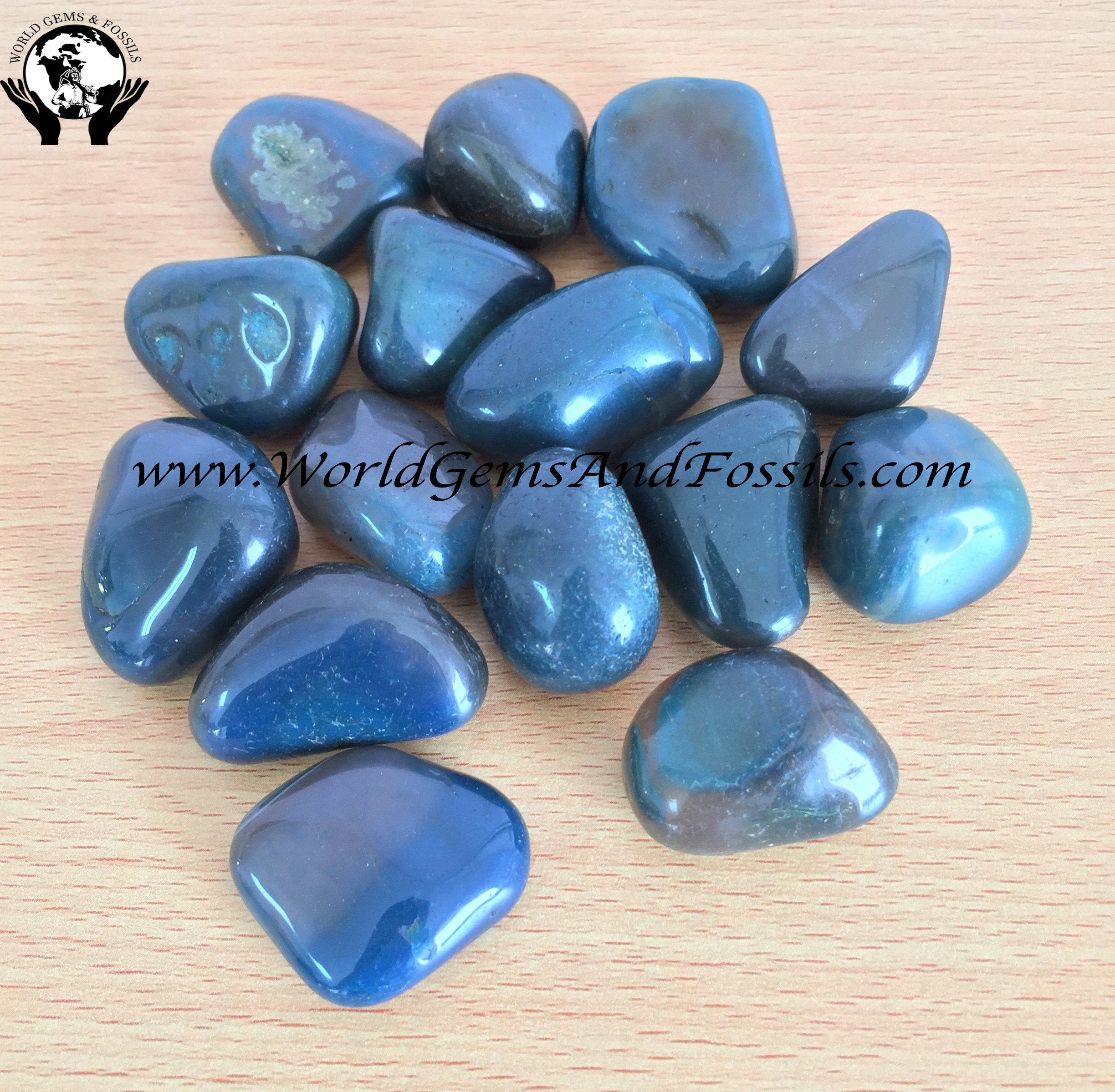 Teal Agate Tumbled Stones