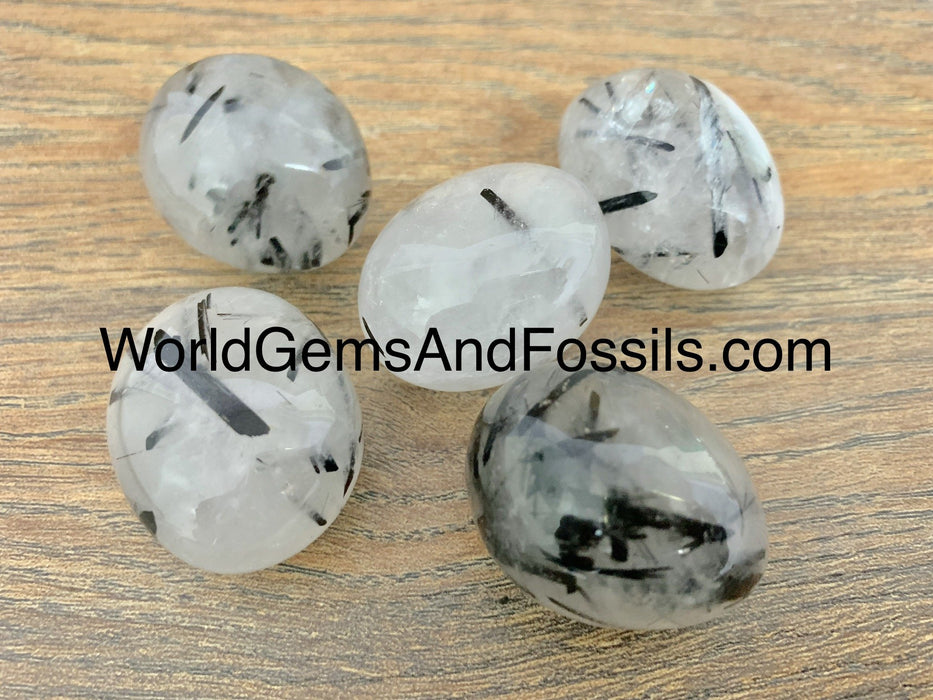 Tourmalated Quartz Tumbled Stones 5pc/Set