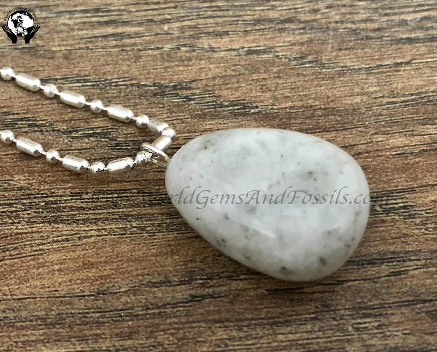 White Rainbow Moonstone Necklace